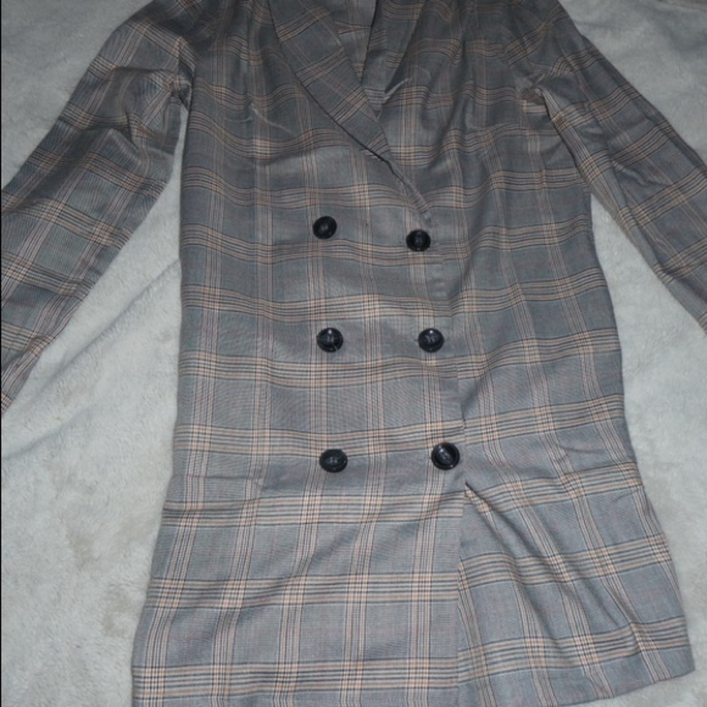 Suited button down dress.